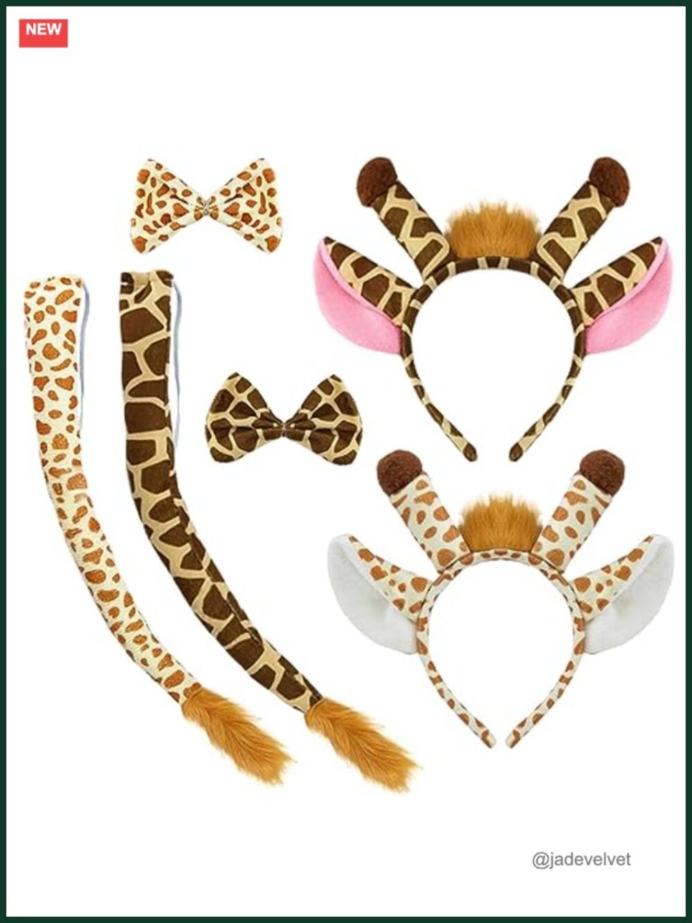 Giraffe Headband Set Bow Tie Tail Deer Antlers Ears Hairband Cosplay Costume